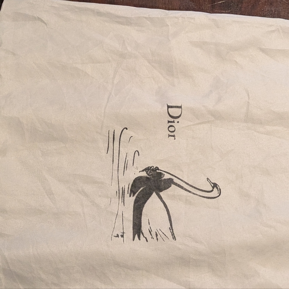 Vintage Dior White Pouch Storage Swan Illustration 13" x 13" - Picture 5 of 5